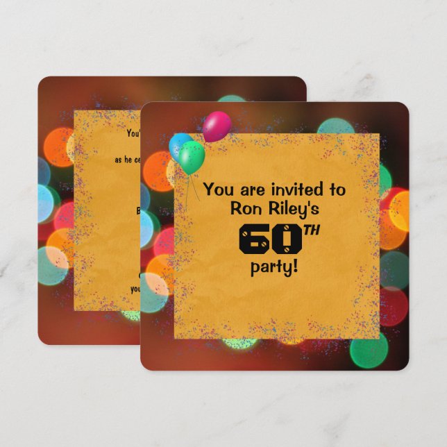 60th Birthday Party Bash Invitation (Front/Back)