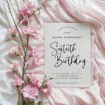 60th Birthday Party | Black and White Typography Invitation<br><div class="desc">This simple but ever-so-elegant design features modern black and white typography and the words "Sixtieth Birthday" in calligraphy script. The invitations reverse to a subtle, repeating Art Deco pattern in chromatic grey and black. Oozing sophistication and elegance, these 60th birthday invites will set the stylish tone for your celebrations. Order...</div>