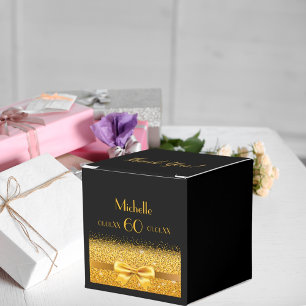 60th birthday party black gold thank you favor box