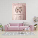 60th birthday party blush pink rose gold glitter tapestry<br><div class="desc">A tapestry for a girly and glamourous 60th birthday party. A rose gold, pink gradient background with elegant rose gold coloured faux glitter drips, paint dripping look. With the text: Happy Birthday. Personalize and add a name. The name is written in dark rose gold with a modern hand lettered style...</div>