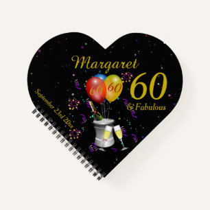 60th Birthday Party Celebration Black Guest Notebook