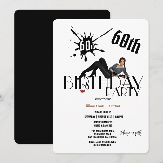 60th Birthday Party Classy Lady Unique  Invitation (Front/Back)