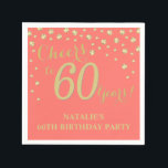 60th Birthday Party Coral and Gold Diamond Napkins<br><div class="desc">60th Birthday Party Invitation with Coral and Gold Glitter Diamond Background. Gold Confetti. Adult Birthday. Man or Woman Birthday. For further customization,  please click the "Customize it" button and use our design tool to modify this template.</div>