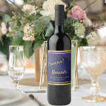 60th Birthday party dark navy blue gold cheers Wine Label<br><div class="desc">A 60th Birthday Party celebration for him, boy, guy in dark blue, navy blue background. The blue colour is uneven. With a faux gold frame and golden confetti sprinkle, golden coloured letters. Text: Cheers! Personalize and add a name and age 60, golden letters. The name is written with a modern...</div>