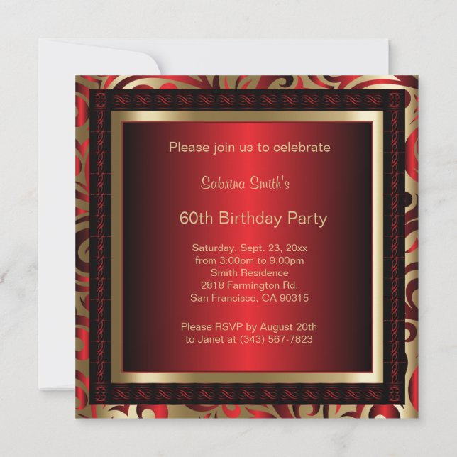 60th Birthday Party | DIY Text Invitation (Back)