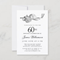 60th Birthday Party Elegant Black White Golf