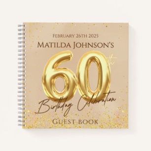 60th Birthday Party Elegant Gold Guestbook Notebook