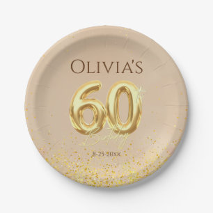 60th Birthday Party Elegant Gold  Paper Plates