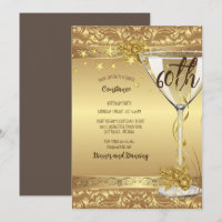 60th Birthday Party Elegant Gold Swirls Flowers In
