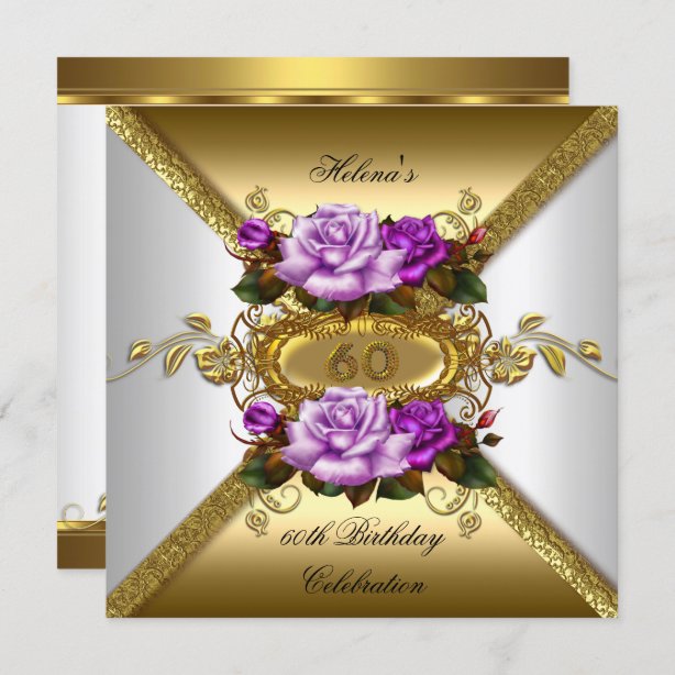 Purple 60th Birthday Invitations Zazzleca 6637