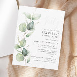 60th Birthday Party Eucalyptus Greenery Script Invitation<br><div class="desc">It could be surprise party or another special decade achieved. This 60th birthday party invitation featuring eucalyptus greenery design with modern popular typography can easily be edited to suit any birthday or anniversary celebration.

You can change the wording,  birthday details and the background colour by clicking the "Personalize" button</div>