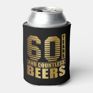 60th Birthday Party Favour Back and Gold Can Cooler