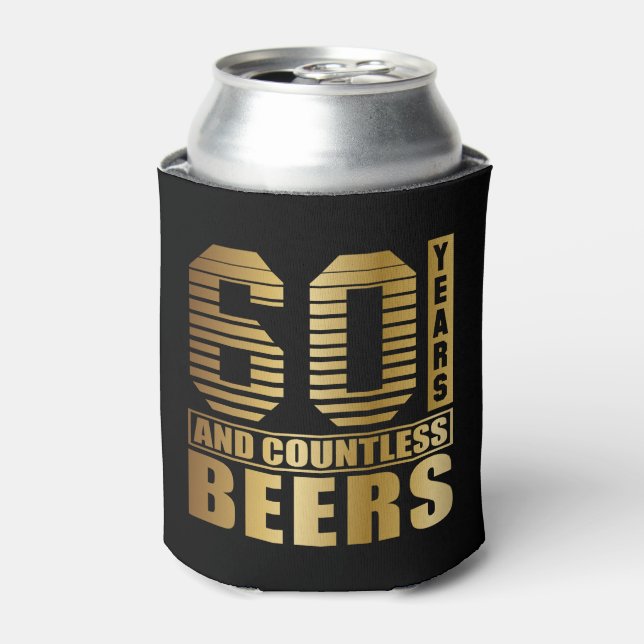 60th Birthday Party Favour Back and Gold Can Cooler (Can Front)