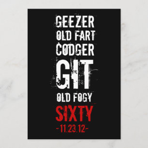 60th Birthday Party Geezer Invitation