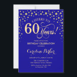 60th Birthday Party Gold Royal Blue Invitation<br><div class="desc">60th Birthday Party Invitation. Elegant design with faux glitter gold and royal blue. Cheers to 60 Years! Personalize with your own details. Message me if you need further customization. Printed Zazzle invitations or instant download digital printable template.</div>