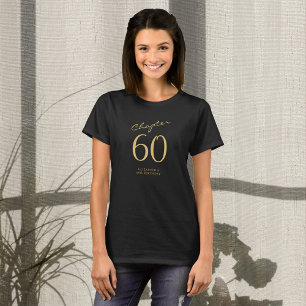 60th Birthday Party Gold Script Black T-Shirt