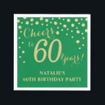 60th Birthday Party Green and Gold Diamond Napkins<br><div class="desc">60th Birthday Party Invitation with Green and Gold Glitter Diamond Background. Gold Confetti. Adult Birthday. Man or Woman Birthday. For further customization,  please click the "Customize it" button and use our design tool to modify this template.</div>