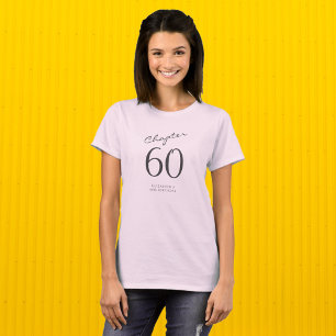 60th Birthday Party Grey Script Pink T-Shirt