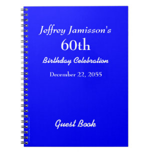 60th Birthday Party Guest Book Blue Notebook 