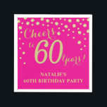 60th Birthday Party Hot Pink and Gold Diamond Napkin<br><div class="desc">60th Birthday Party Invitation with Hot Pink and Gold Glitter Diamond Background. Gold Confetti. Adult Birthday. Man or Woman Birthday. For further customization,  please click the "Customize it" button and use our design tool to modify this template.</div>
