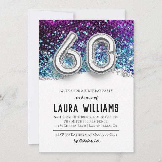 60th Birthday Party Invitation (Front)
