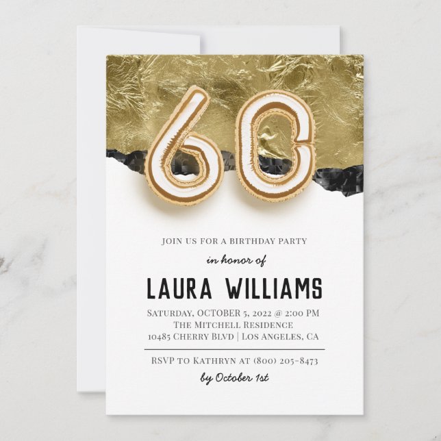 60th Birthday Party Invitation (Front)