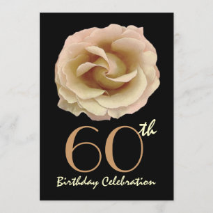 60th Birthday Party Invitation Large Gold Rose