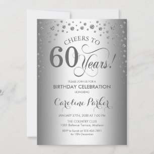60th Birthday Party Invitation - Silver
