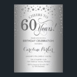 60th Birthday Party Invitation - Silver<br><div class="desc">60th Birthday Party Invitation.
Elegant design with faux glitter silver. Cheers to 60 Years! Message me if you need further customization.</div>