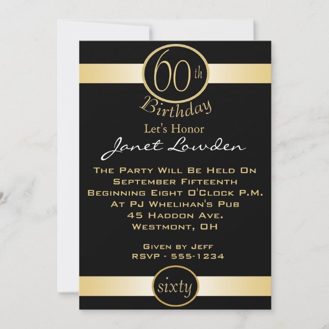 60th Birthday Party Invitations (Front)