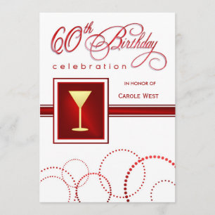 60th Birthday Party Invitations - Custom Maroon