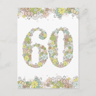 60th Birthday Party Ladies Flowers Postcard Invite