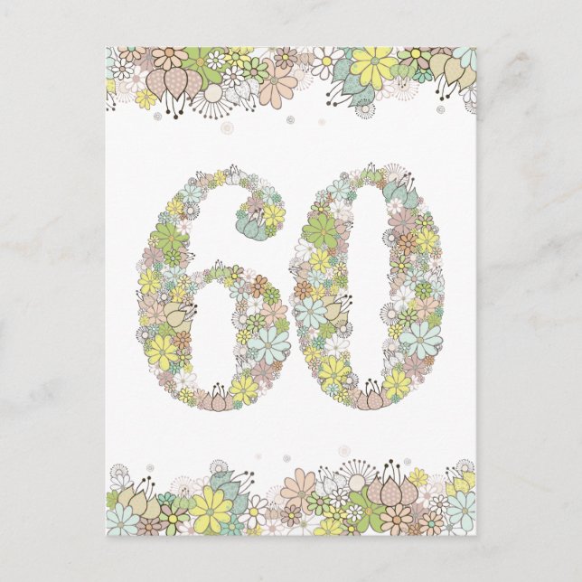 60th Birthday Party Ladies Flowers Postcard Invite (Front)