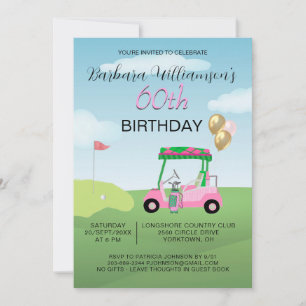 60th Birthday Party Lady Golfer Theme Invitation
