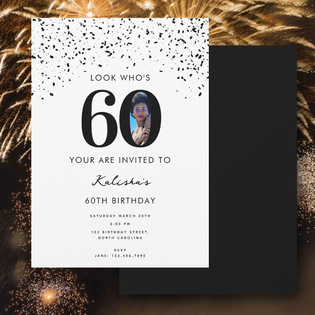 60th Birthday Party Look Who's 60 Modern Photo  Invitation (60th Birthday Party Look Who's 60 Modern Photo Invitation)