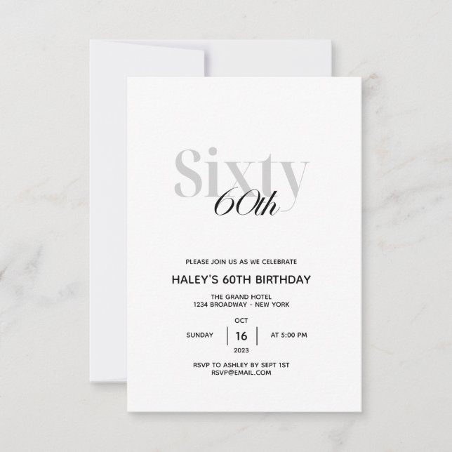 60th Birthday Party Minimal Chic Invitation (Front)