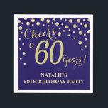 60th Birthday Party Navy Blue and Gold Diamond Napkin<br><div class="desc">60th Birthday Party Invitation with Navy Blue and Gold Glitter Diamond Background. Gold Confetti. Adult Birthday. Man or Woman Birthday. For further customization,  please click the "Customize it" button and use our design tool to modify this template.</div>