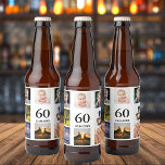 60th birthday party photo collage guy<br><div class="desc">A beer bottle label for a 60th birthday party for a guy,  celebrating his life with a collage of 8 of your own photos.  Templates for a name,  age 60 and a date.  Date of birth or the date of the party.  Black coloured letters.  White background.</div>