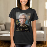 60th Birthday Party Photo Gold Script Cheers  T-Shirt<br><div class="desc">Make their 60th birthday extra special with this custom photo gold script "Cheers" T-shirt! Featuring a personalized photo design and elegant gold script, this stylish and sophisticated shirt is perfect for celebrating this milestone occasion. A great keepsake and a fun party outfit for family and friends to wear in honour...</div>