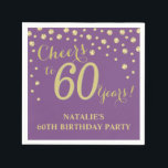 60th Birthday Party Purple and Gold Diamond Napkin<br><div class="desc">60th Birthday Party Invitation with Purple and Gold Glitter Diamond Background. Gold Confetti. Adult Birthday. Man or Woman Birthday. For further customization,  please click the "Customize it" button and use our design tool to modify this template.</div>