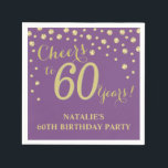 60th Birthday Party Purple and Gold Diamond Napkin<br><div class="desc">60th Birthday Party Invitation with Purple and Gold Glitter Diamond Background. Gold Confetti. Adult Birthday. Man or Woman Birthday. For further customization,  please click the "Customize it" button and use our design tool to modify this template.</div>