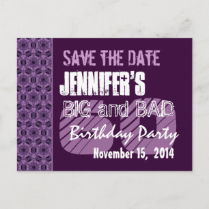 60th Birthday Party Purple Geometric Pattern Announcement Postcard