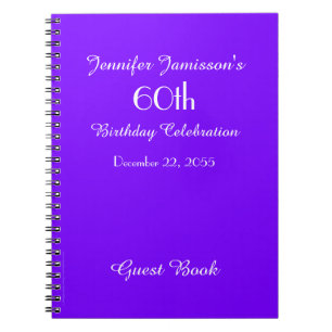 60th Birthday Party Purple Minimalist Spiral Notebook