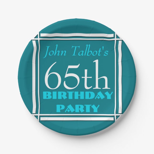 60th birthday Party Retro W Frame paper Plates (Front)