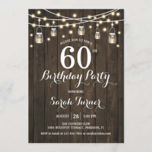60th Birthday Party - Rustic Wood Invitation