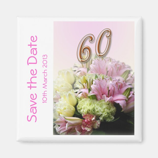 60th birthday party Save the Date Magnet (Front)