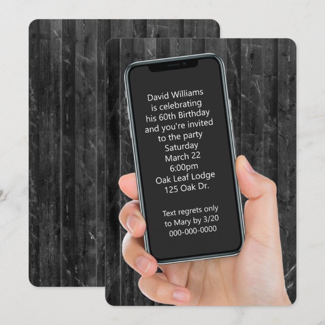 60th Birthday Party Text Message  Invitation (Front/Back)