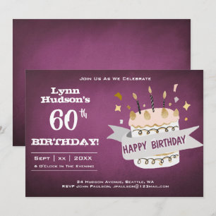 60th Birthday Party With Name Invitation