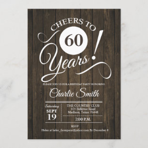 60th Birthday Party with Wood Pattern Invitation