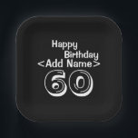 60th Birthday Personalized Black Paper Plate<br><div class="desc">60th Birthday Party Supplies - Custom 60th Birthday Party Plates,  black and white over the hill theme Personalized Celebration decor.</div>